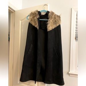 Faux suede sleeveless cardigan